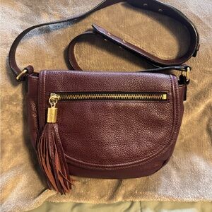 MILLY Astor Saddlebag Crossbody in Burgundy